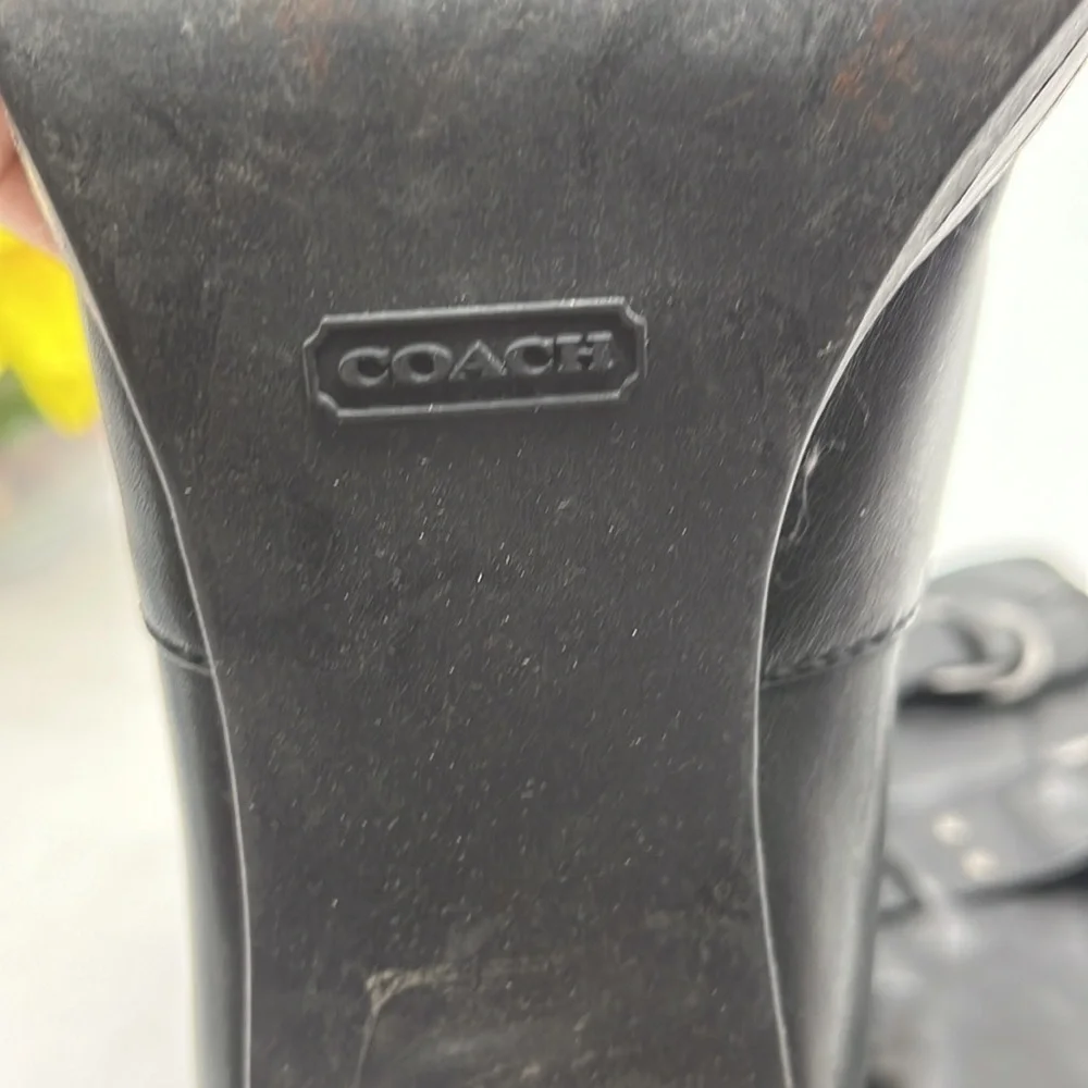Coach Thelma Black Leather Heeled Boots Sz 10. TB1519C